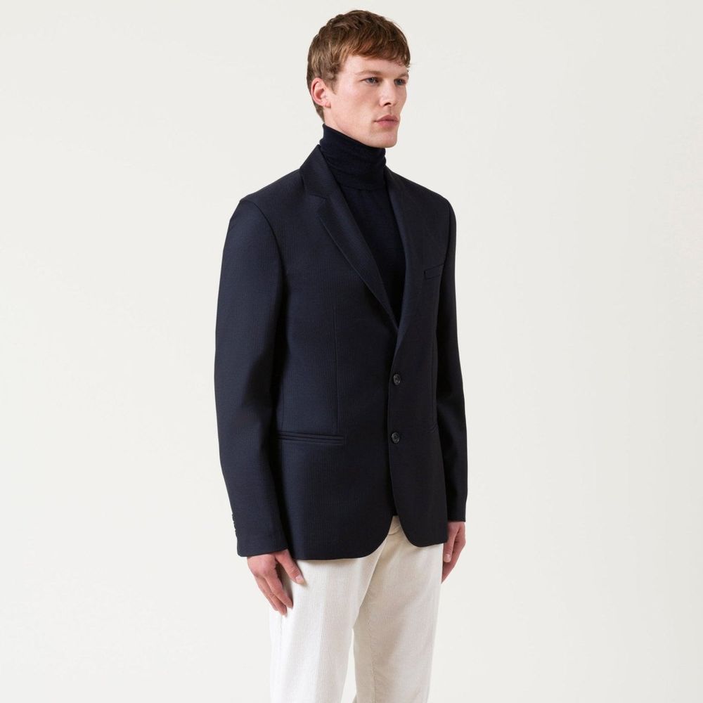 Autore Blue Wool Full-Length Jacket