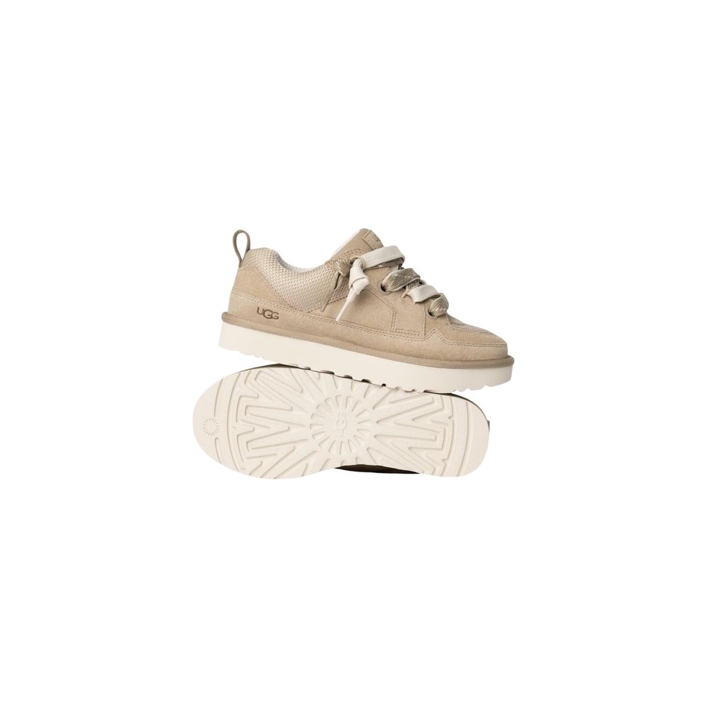 UGG Beige Suede Leather Chunky Sneakers