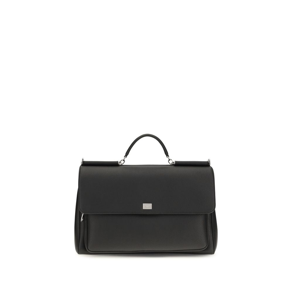 Dolce & Gabbana Black Calf Leather Bos Taurus Shoulder Bag