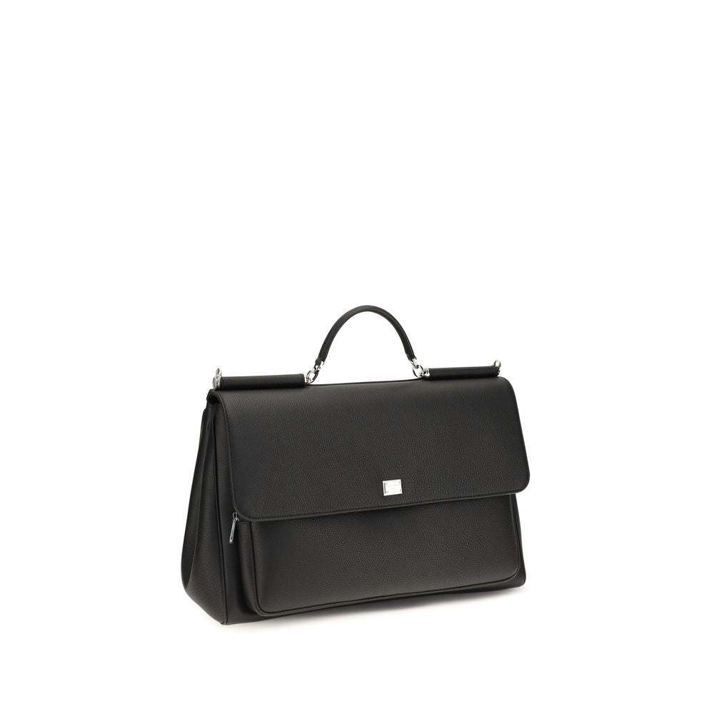 Dolce & Gabbana Black Calf Leather Bos Taurus Shoulder Bag