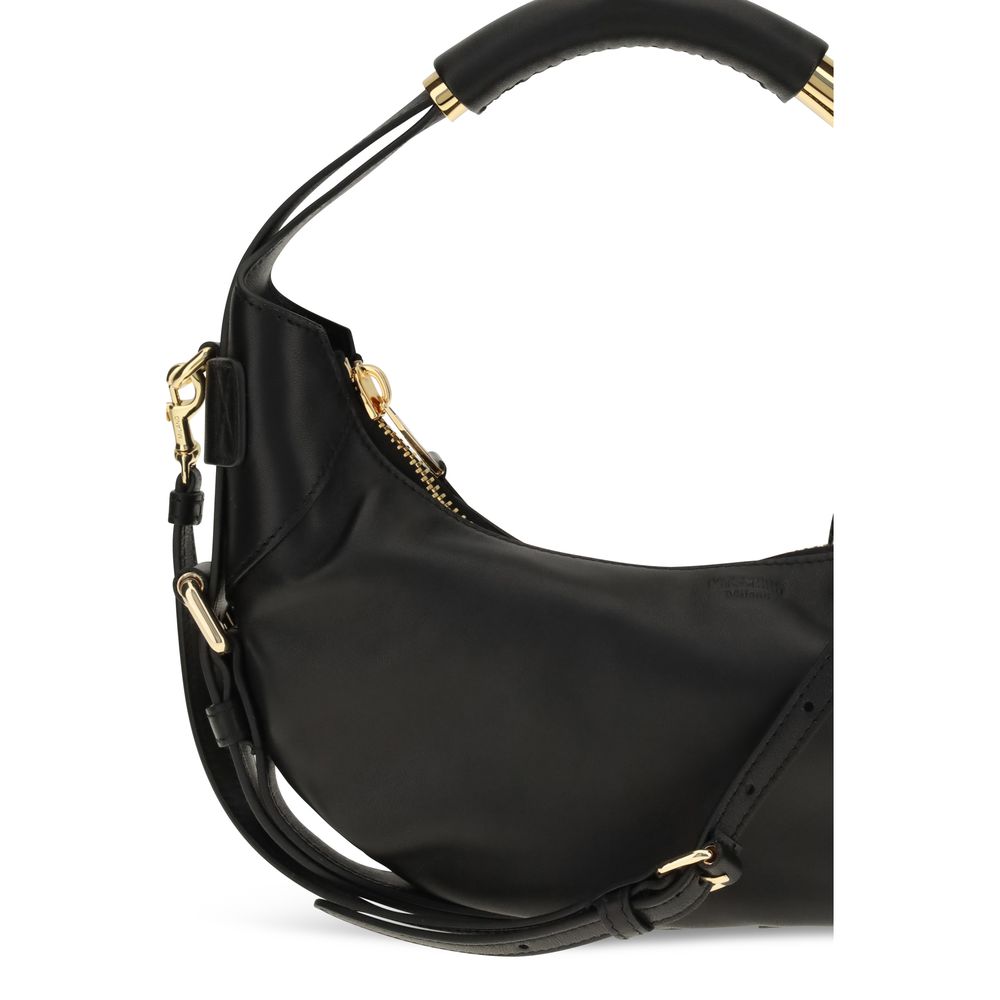Moschino Black Calf Leather Bos Taurus Shoulder Bag