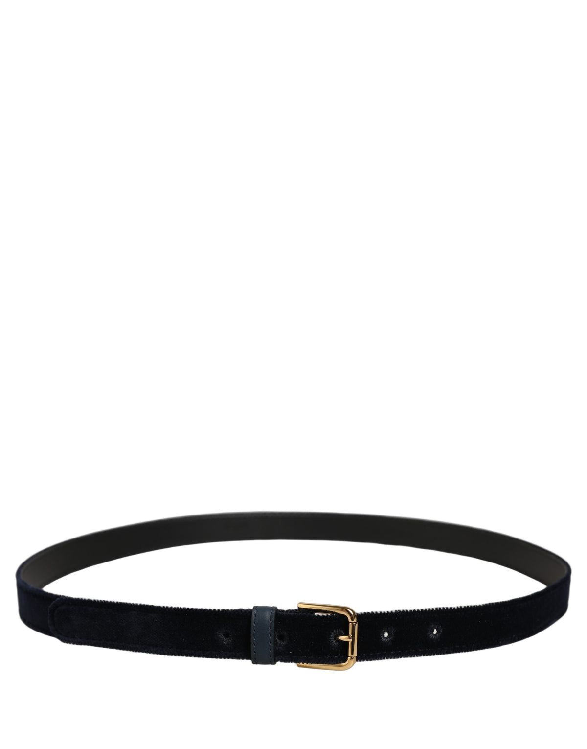 Dolce & Gabbana Dark Blue Velvet Gold Tone Metal Buckle Belt