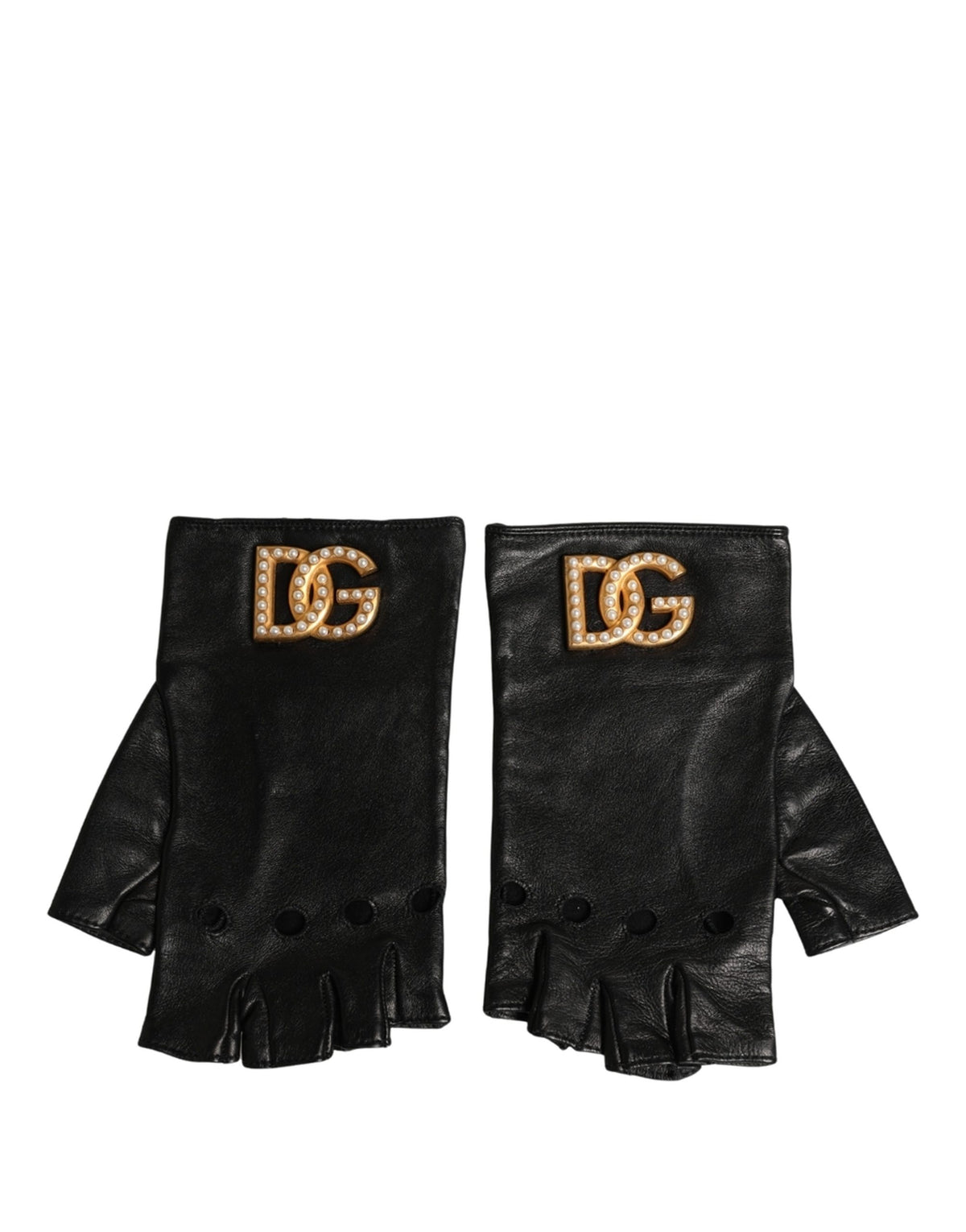 Dolce & Gabbana Black Embellished Wrist Length Fingerless Gloves