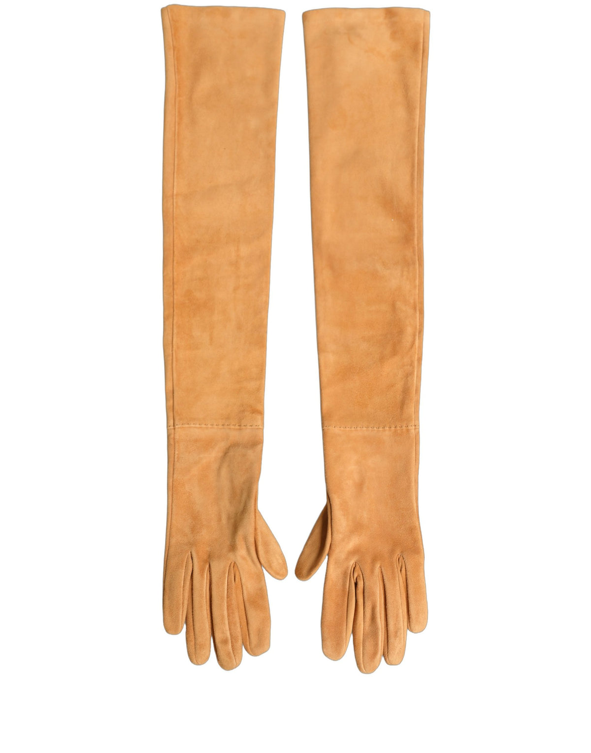 Dolce & Gabbana Tan Genuine Leather Suede Elbow Length Gloves