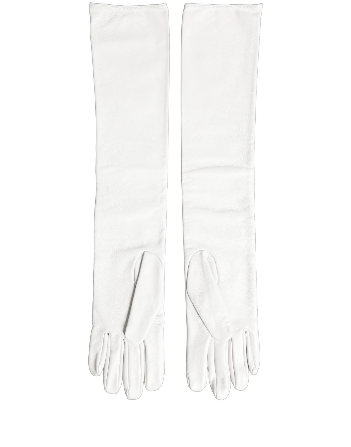 Dolce & Gabbana White Genuine Leather Embossed DG Logo Gloves