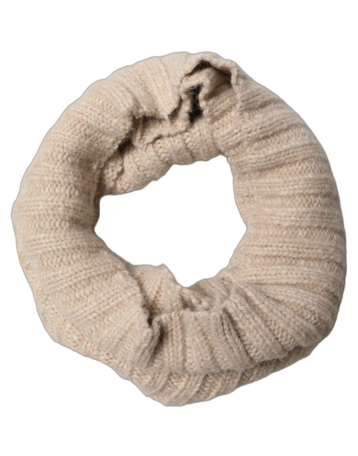 Dolce & Gabbana Light Beige Ribbed Knit Neck Warmer Scarf