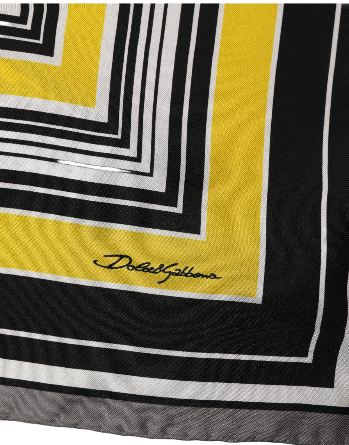 Dolce & Gabbana Black Yellow Silk Logo Square Foulard Scarf
