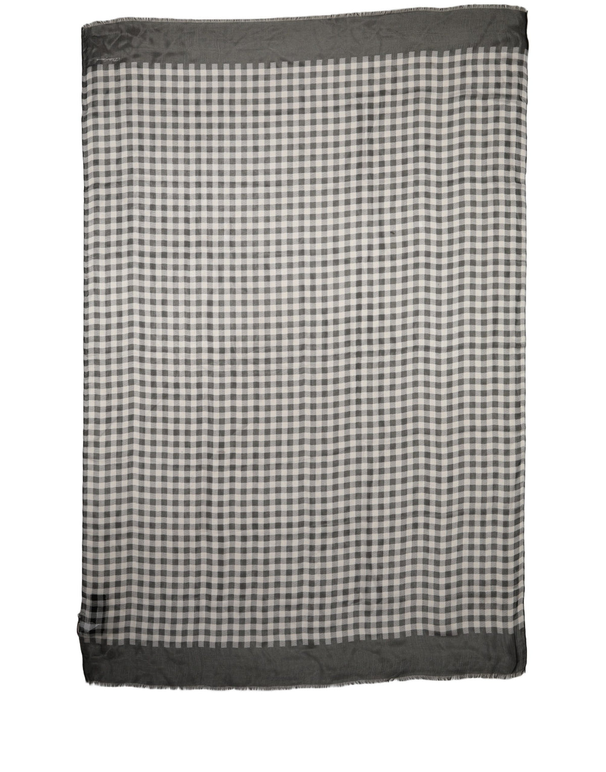 Dolce & Gabbana Black White Napoli Silk Gingham Shawl Scarf