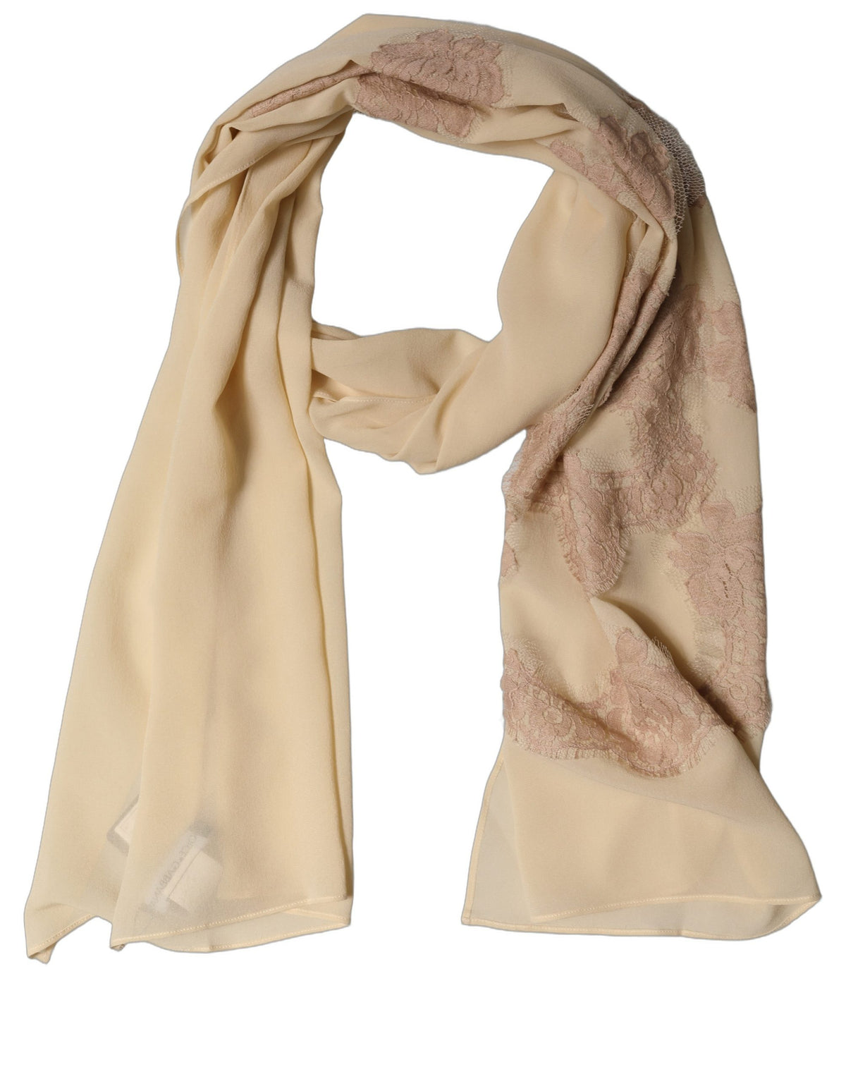 Dolce & Gabbana Light Beige Ornate Lace Neck Shawl Scarf