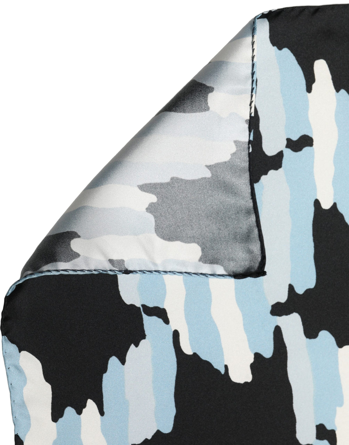 Dolce & Gabbana Black Blue Abstract Silk Shawl Stole Scarf