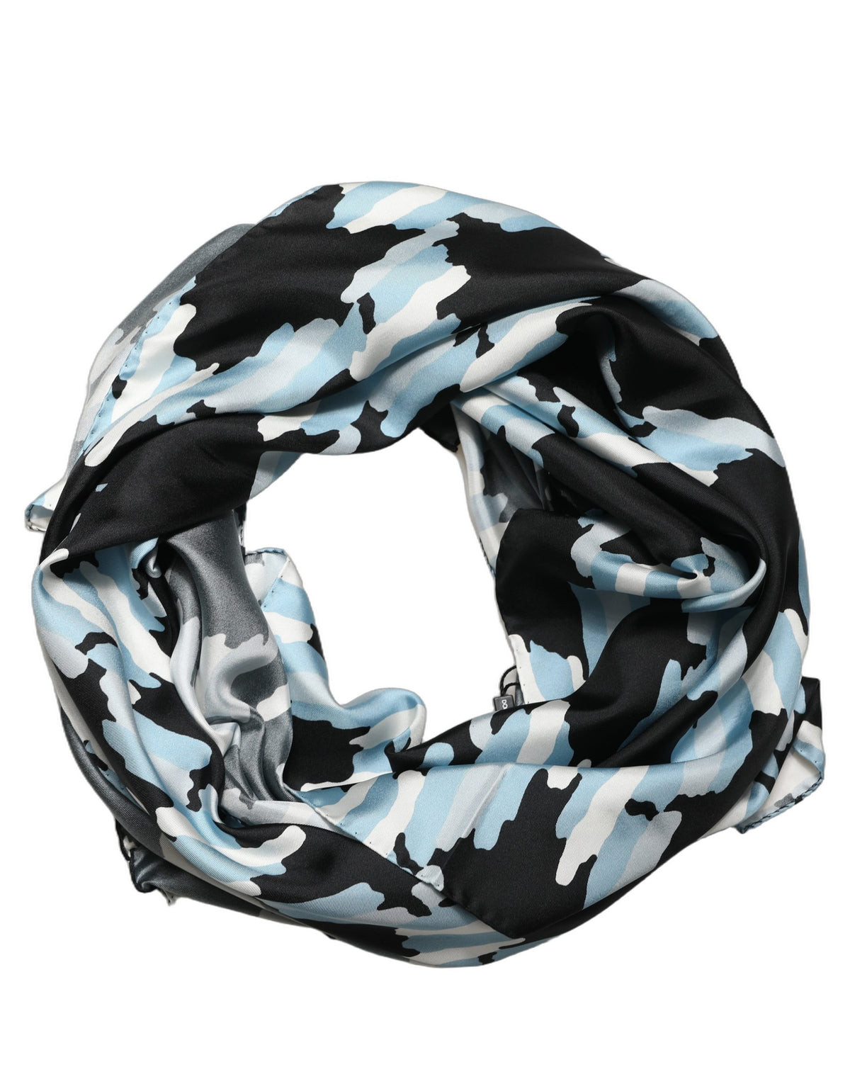 Dolce & Gabbana Black Blue Abstract Silk Shawl Stole Scarf