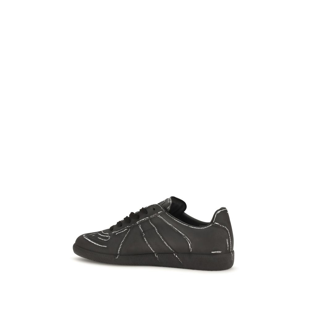 Maison Margiela Black Calf Leather Bos Taurus Low Top Sneakers