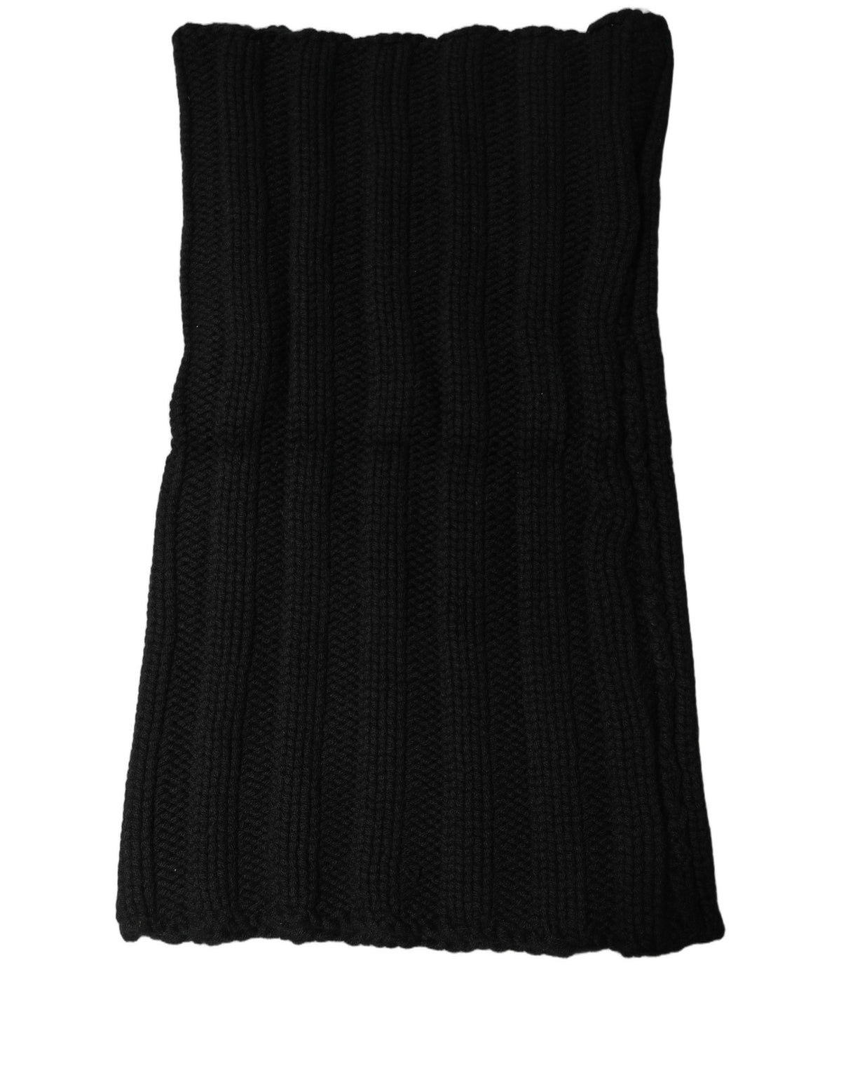 Dolce & Gabbana Black Cashmere Ribbed Knit Neck Warmer Scarf