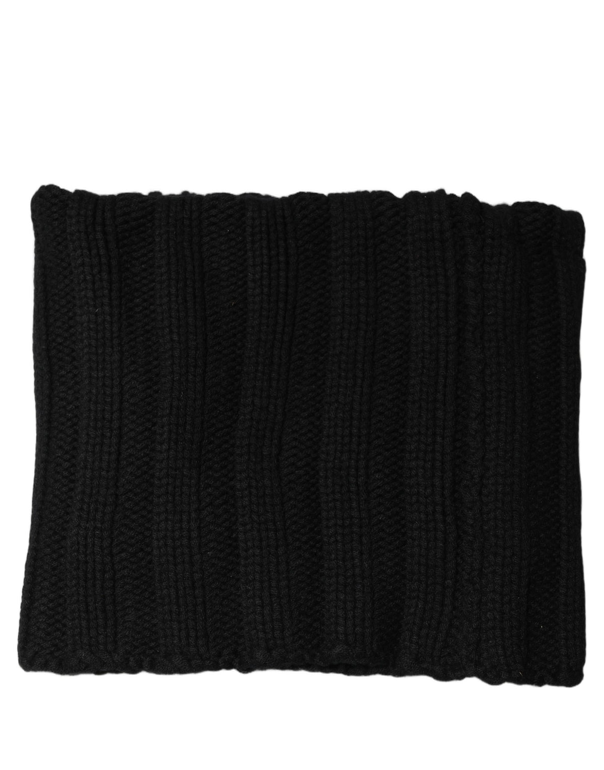 Dolce & Gabbana Black Cashmere Ribbed Knit Neck Warmer Scarf