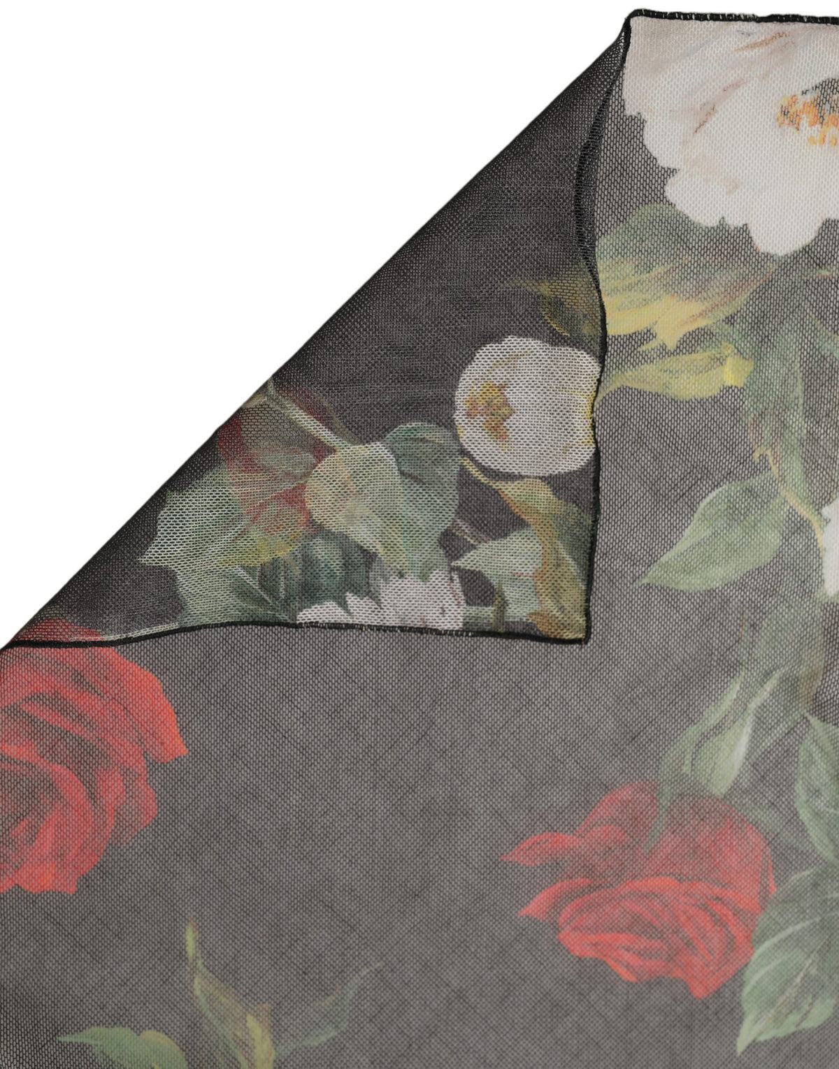 Dolce & Gabbana Black Floral Print Cotton Shawl Stole Scarf