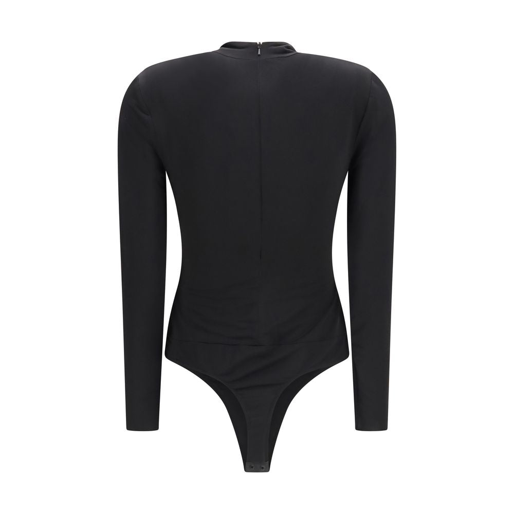 Nissa Black Polyester Bodysuit