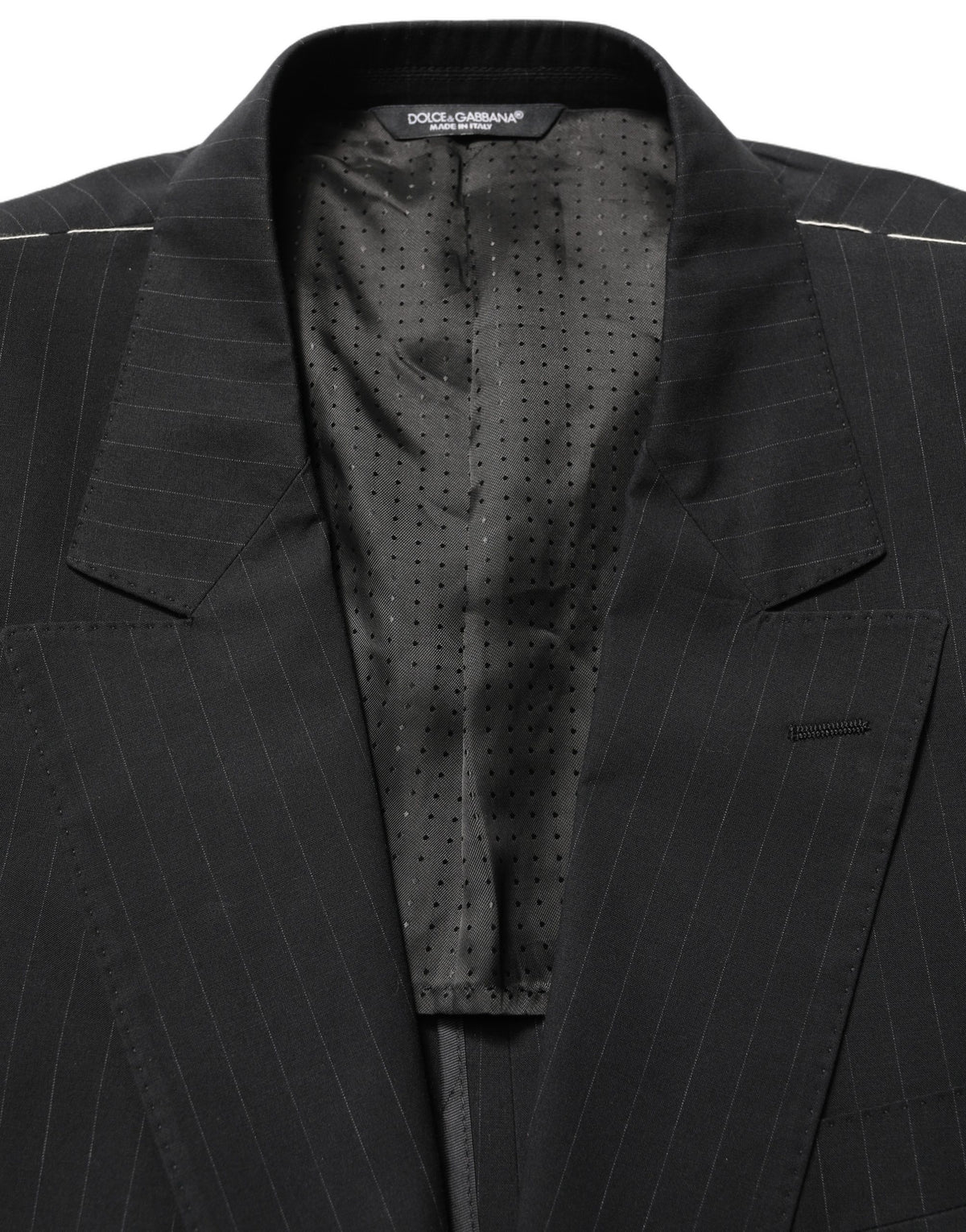 Dolce & Gabbana Black Pinstripe Men Single Breasted Jacket