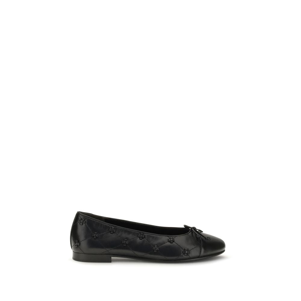 Tory Burch Black Calf Leather Bos Taurus Ballet Flats