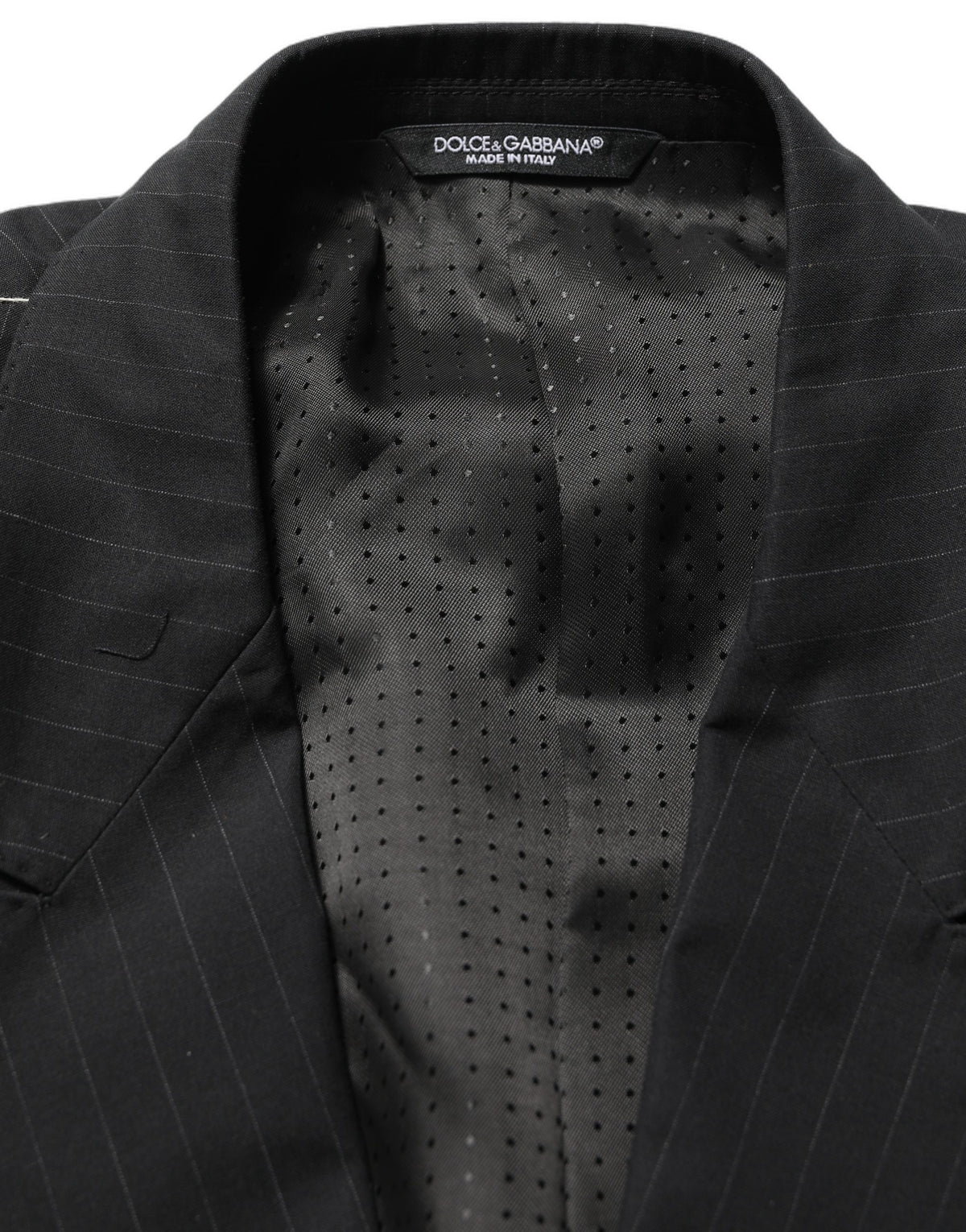 Dolce & Gabbana Black Pinstripe Men Single Breasted Jacket