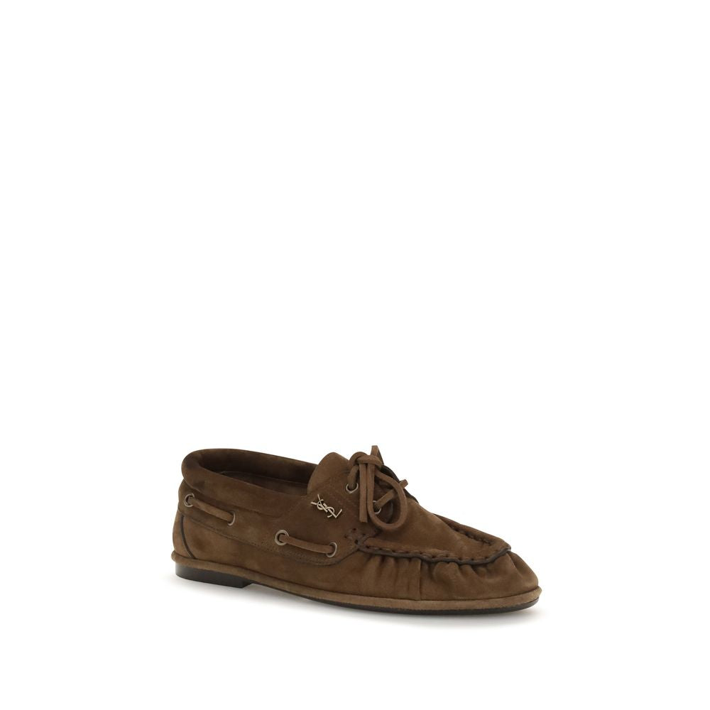 Saint Laurent Brown Suede Leather Slip-On Loafers