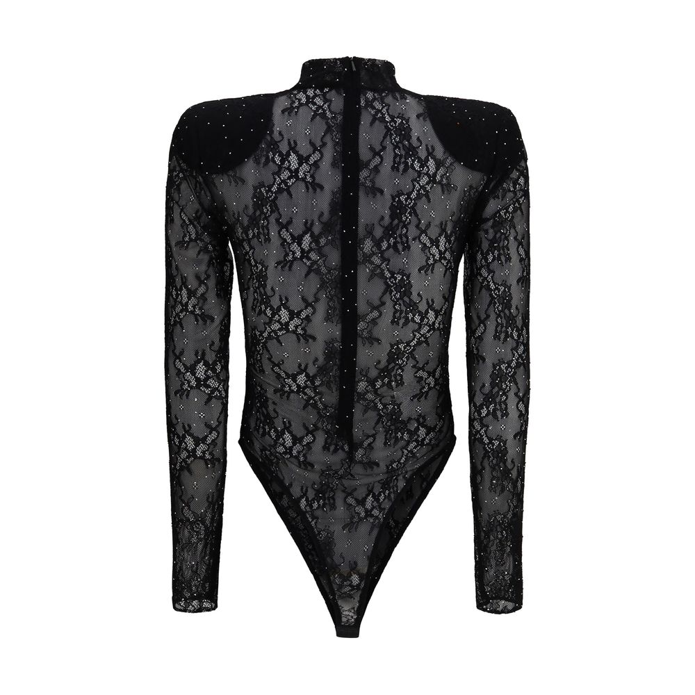 Nissa Black Nylon Bodysuit