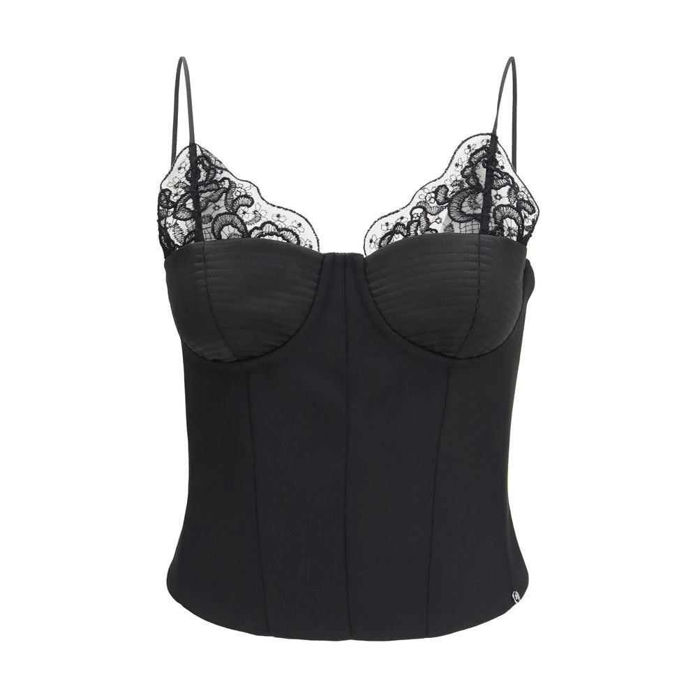 Nissa Black Polyester Sleeveles T-Shirt