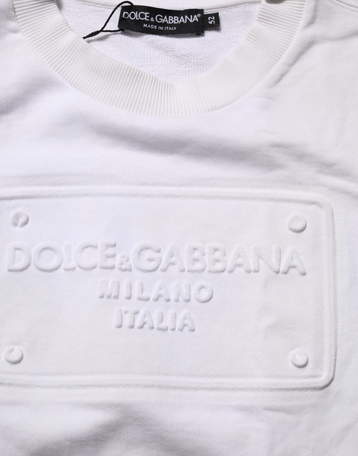 Dolce & Gabbana White Logo Embossed Cotton Sweatshirt Sweater