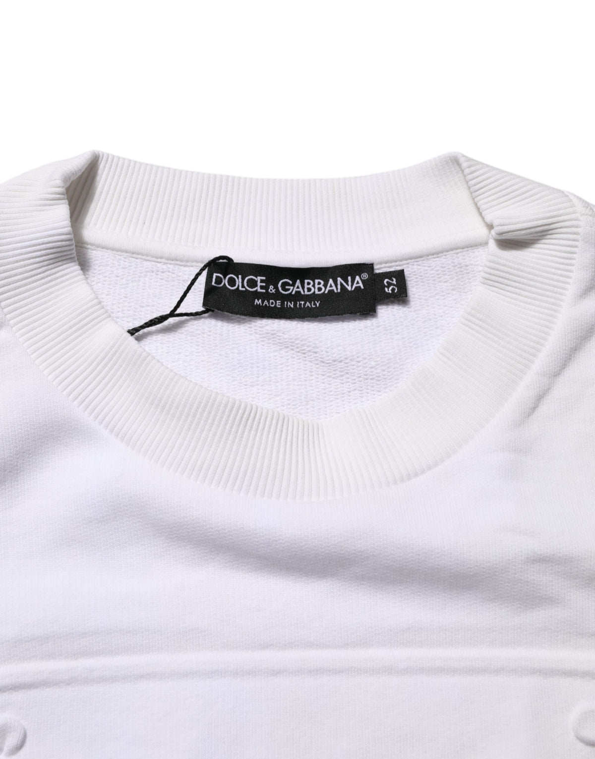 Dolce & Gabbana White Logo Embossed Cotton Sweatshirt Sweater