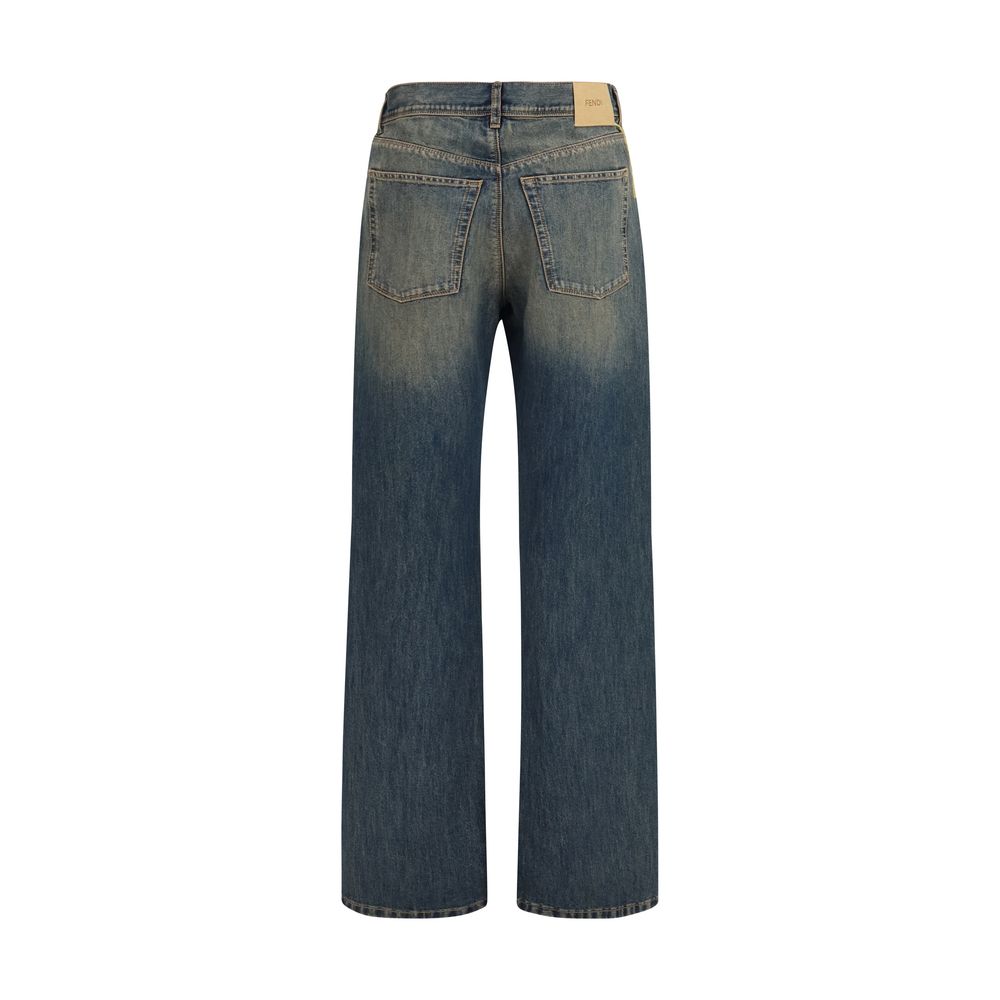 Fendi Blue Cotton Jeans Denim