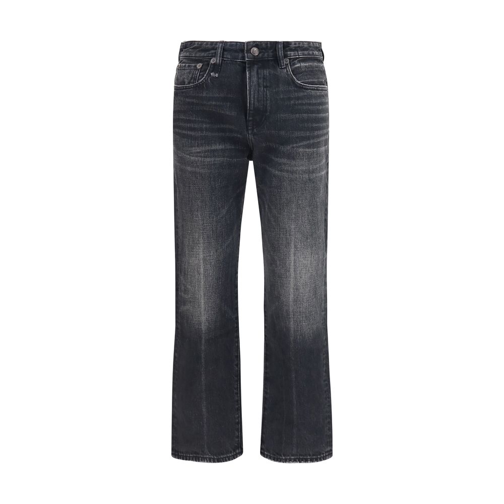 R13 Black Cotton Boyfriend Jeans