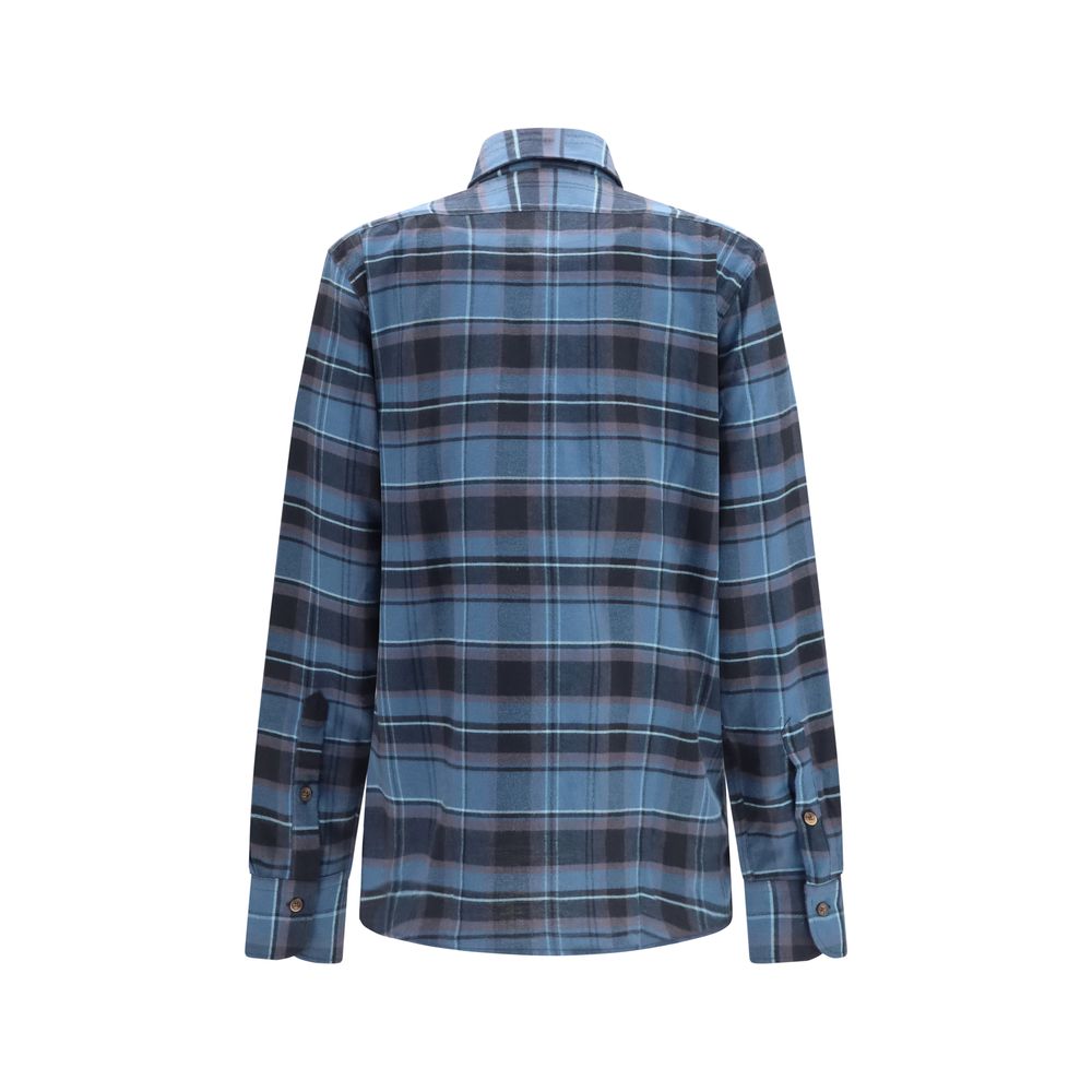 Deperlu Blue Cotton Pattern Shirt