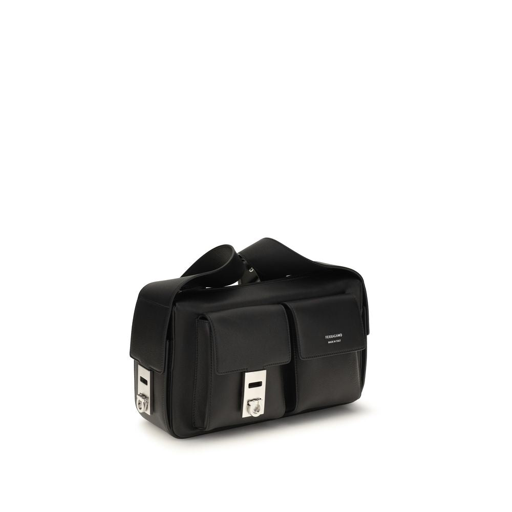 Ferragamo Black Calf Leather Bos Taurus Luggage And Travel