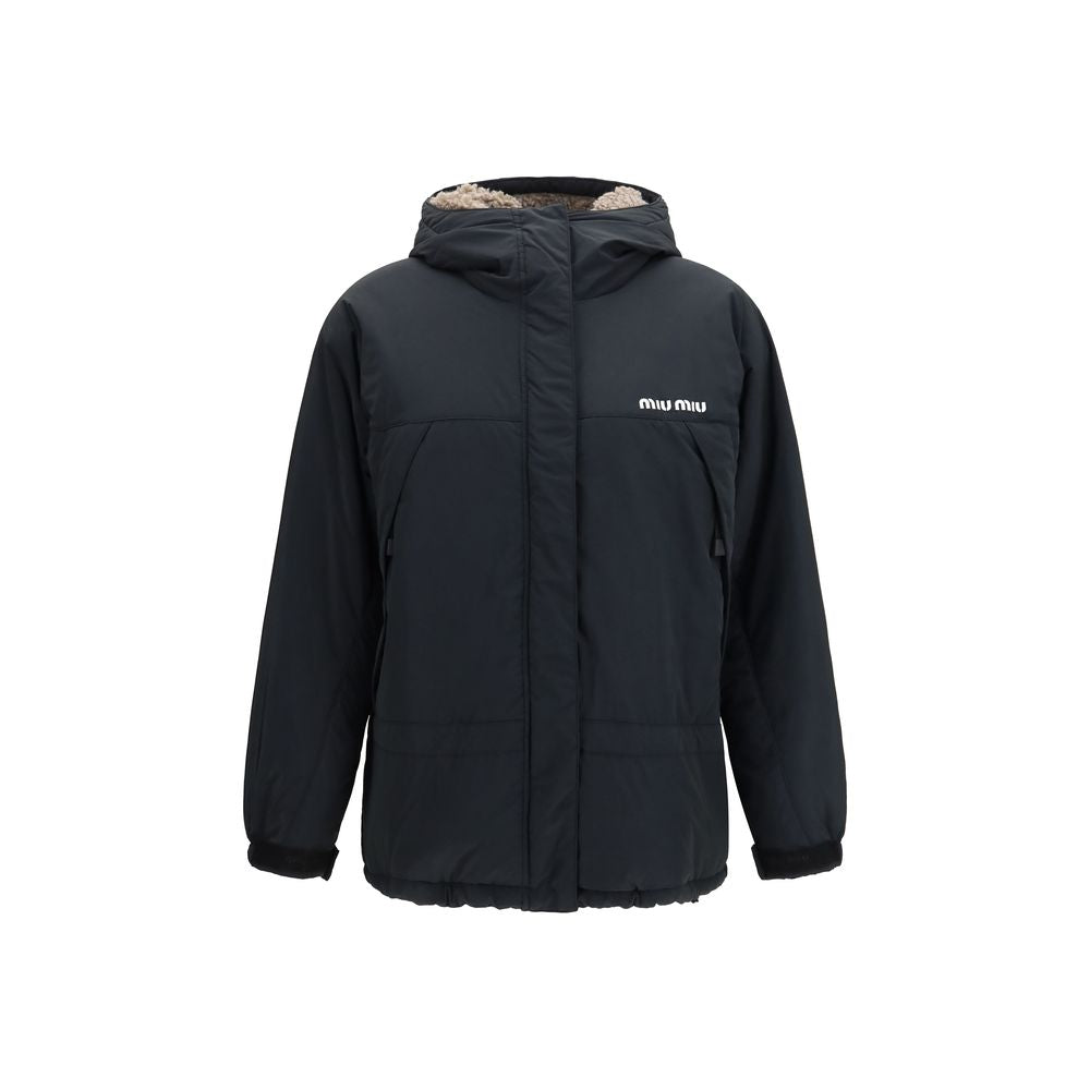 Miu Miu Black Polyester Full-Length Jacket