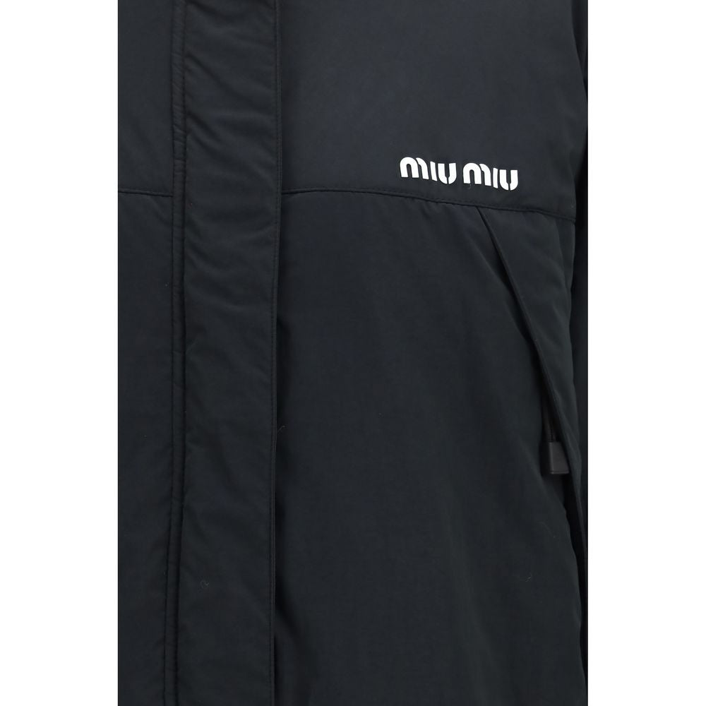 Miu Miu Black Polyester Full-Length Jacket
