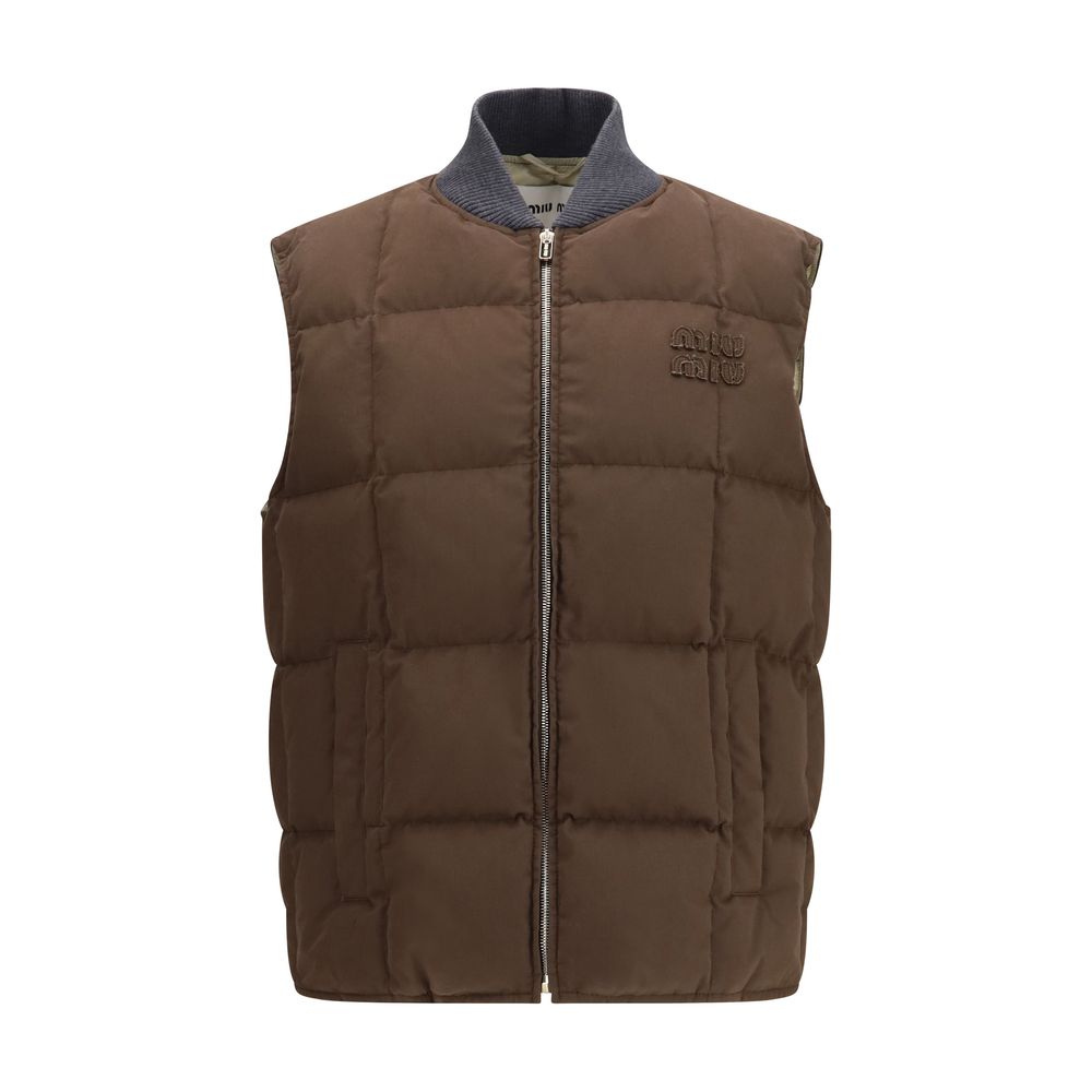 Miu Miu Brown Cotton Sleeveless Jacket