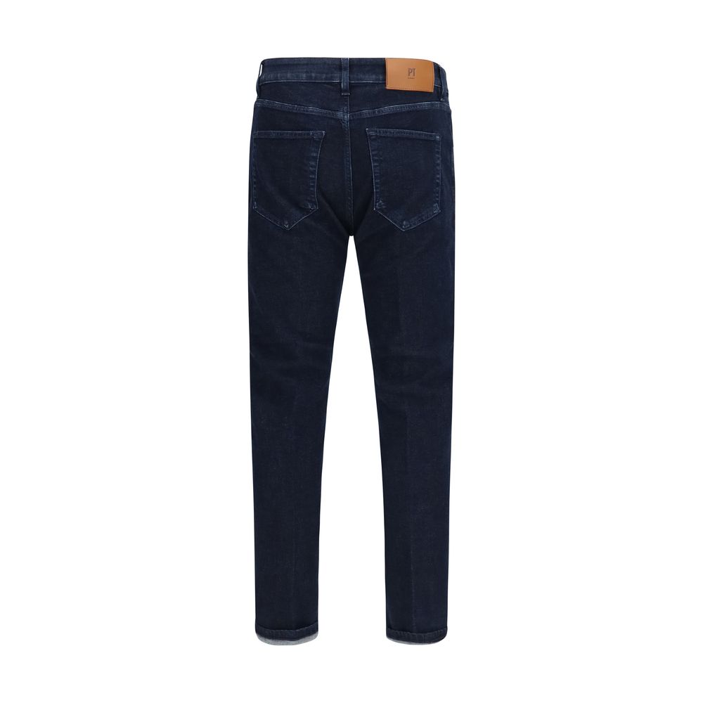 PT Torino Blue Cotton Tapered Jeans