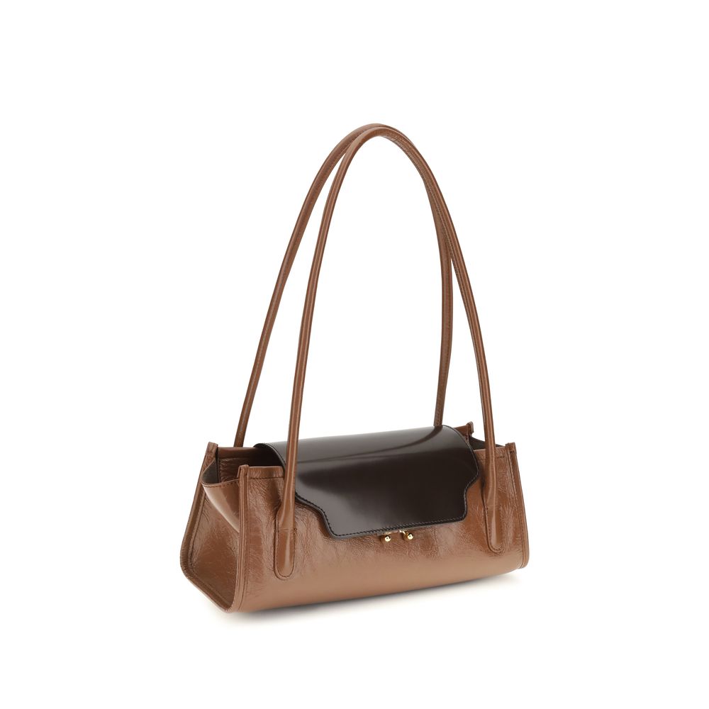 Marni Brown Calf Leather Bos Taurus Shoulder Bag