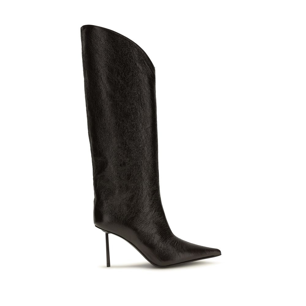 LE SILLA Black Calf Leather Bos Taurus High Heel Boots