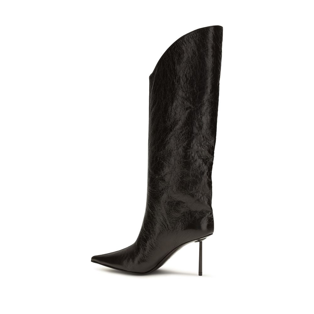 LE SILLA Black Calf Leather Bos Taurus High Heel Boots