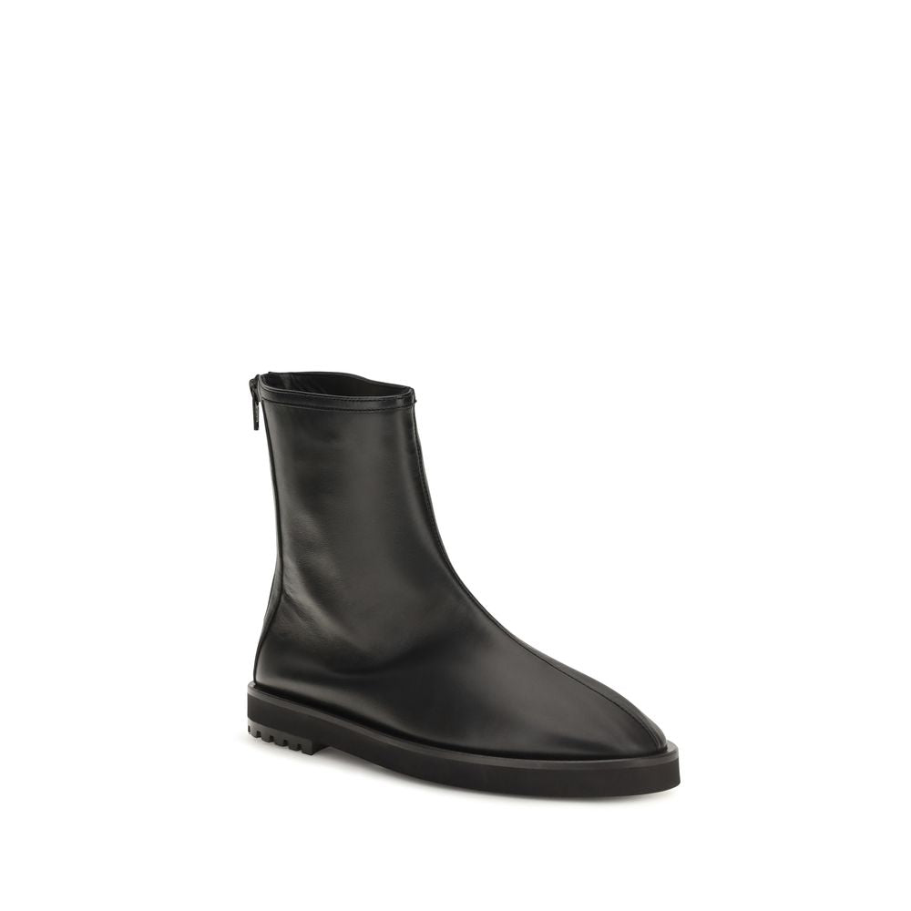 Dear Frances Black Calf Leather Bos Taurus Ankle Boots