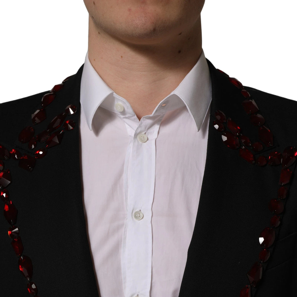 Dolce & Gabbana Black Crystal Embellished Coat Blazer Jacket