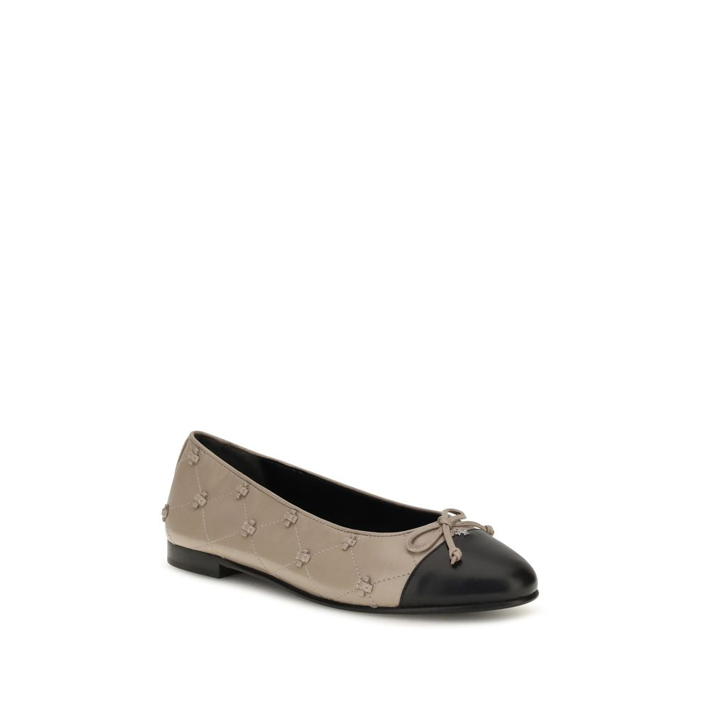 Tory Burch Beige Calf Leather Bos Taurus Ballet Flats