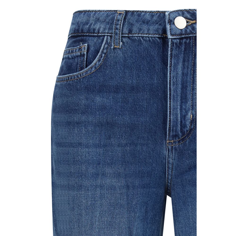 L'Agence Blue Cotton Relaxed Fit Jeans