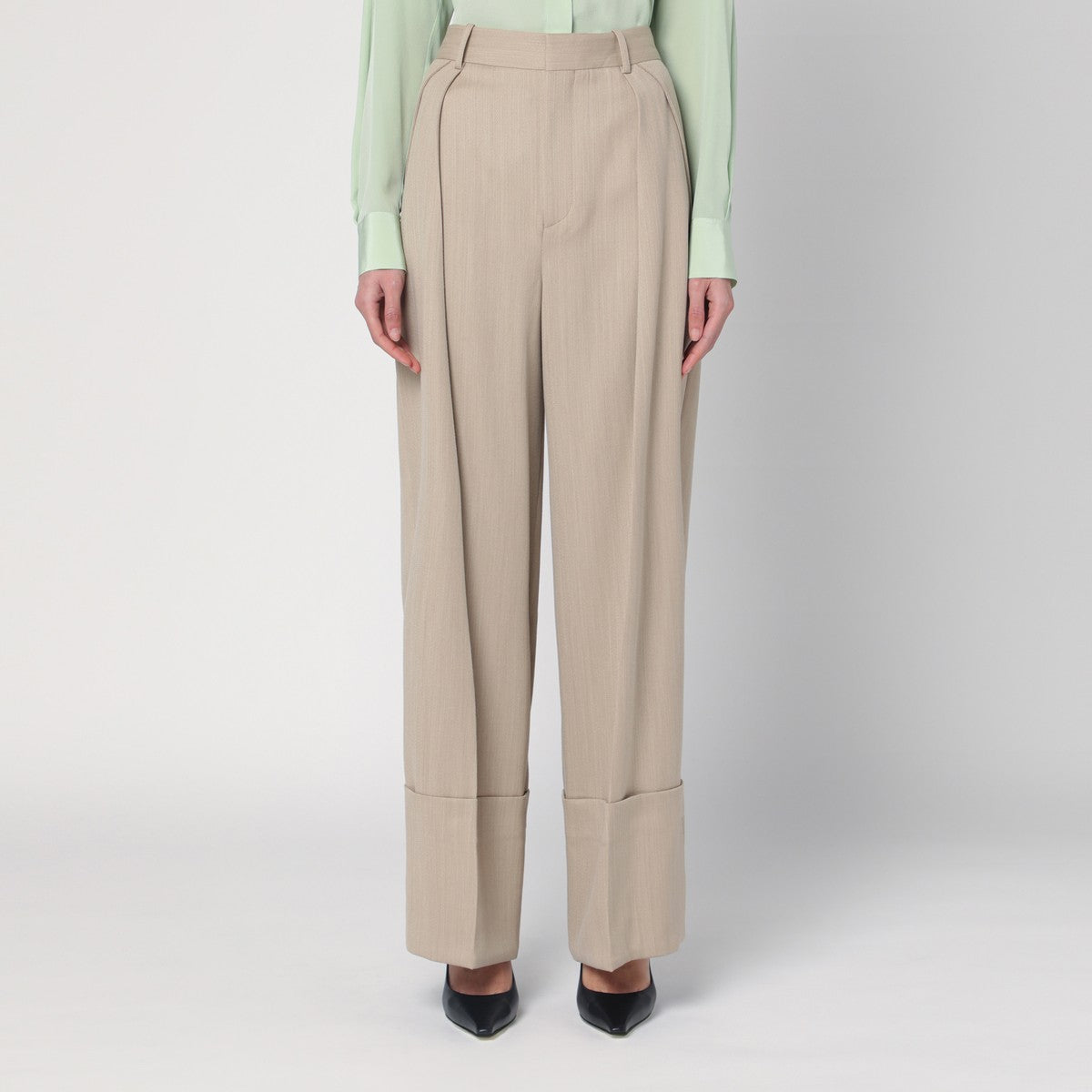 Victoria Beckham Victoria Beckham Wide mandarin colour pants in wool