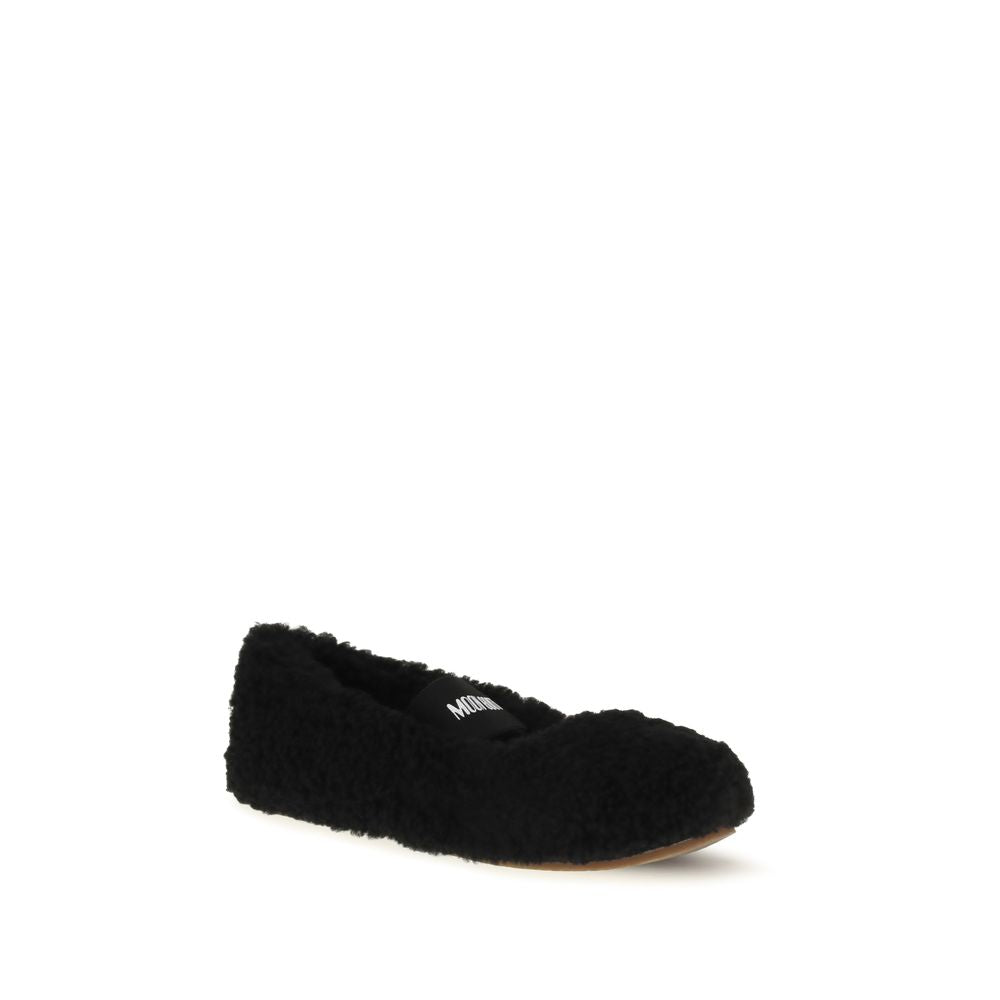 Moon Boot Black Fur Ballet Flats