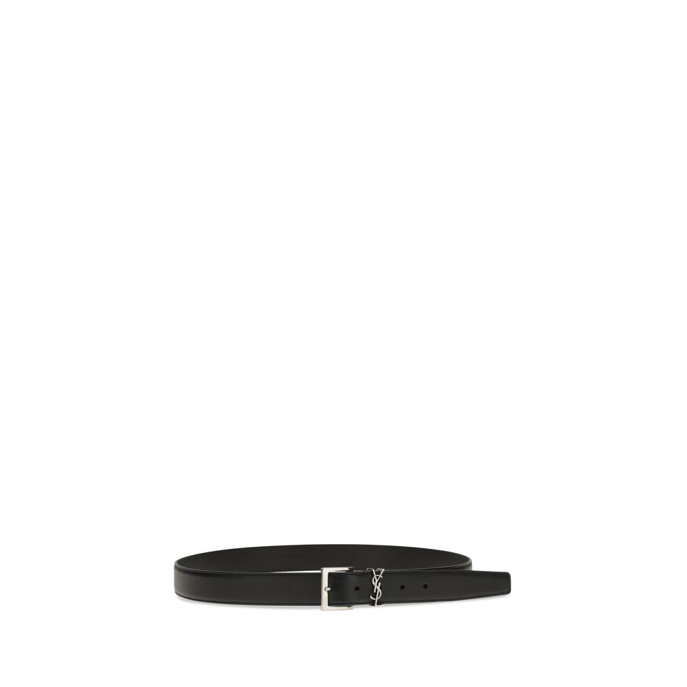 Saint Laurent Black Calf Leather Bos Taurus Regular Belt