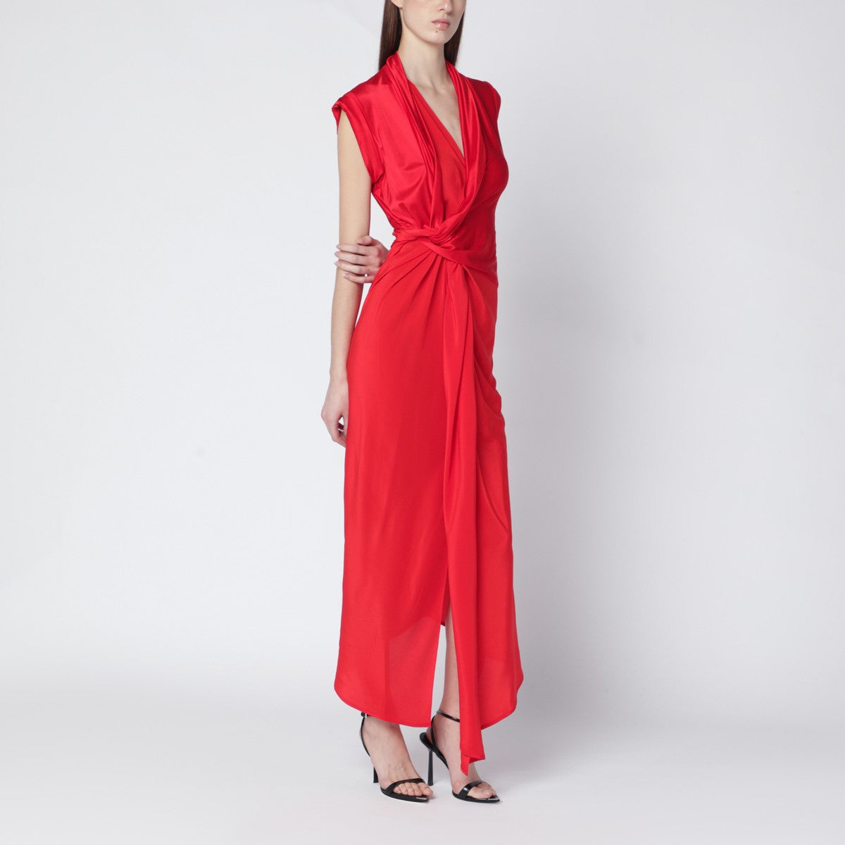 Victoria Beckham Victoria Beckham Red woven dress in shiny jersey