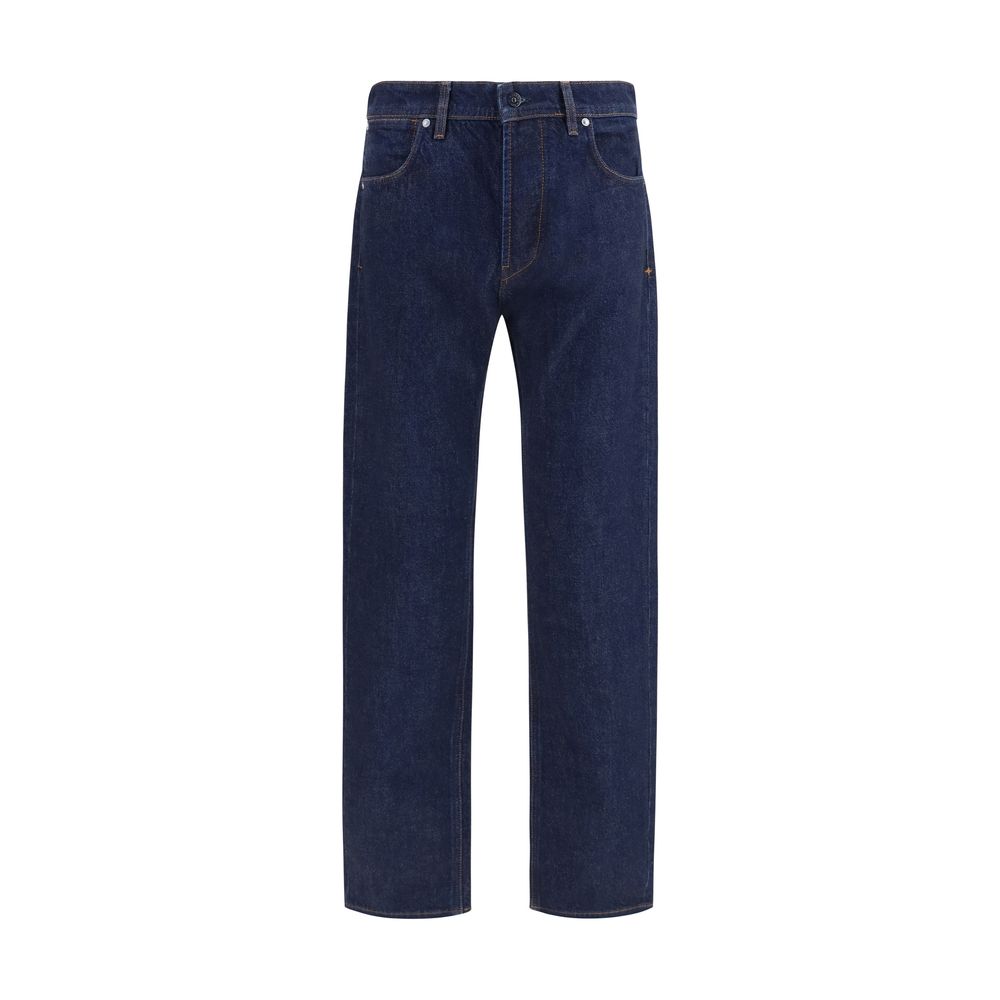 Stone Island Blue Cotton Straight-Leg Jeans