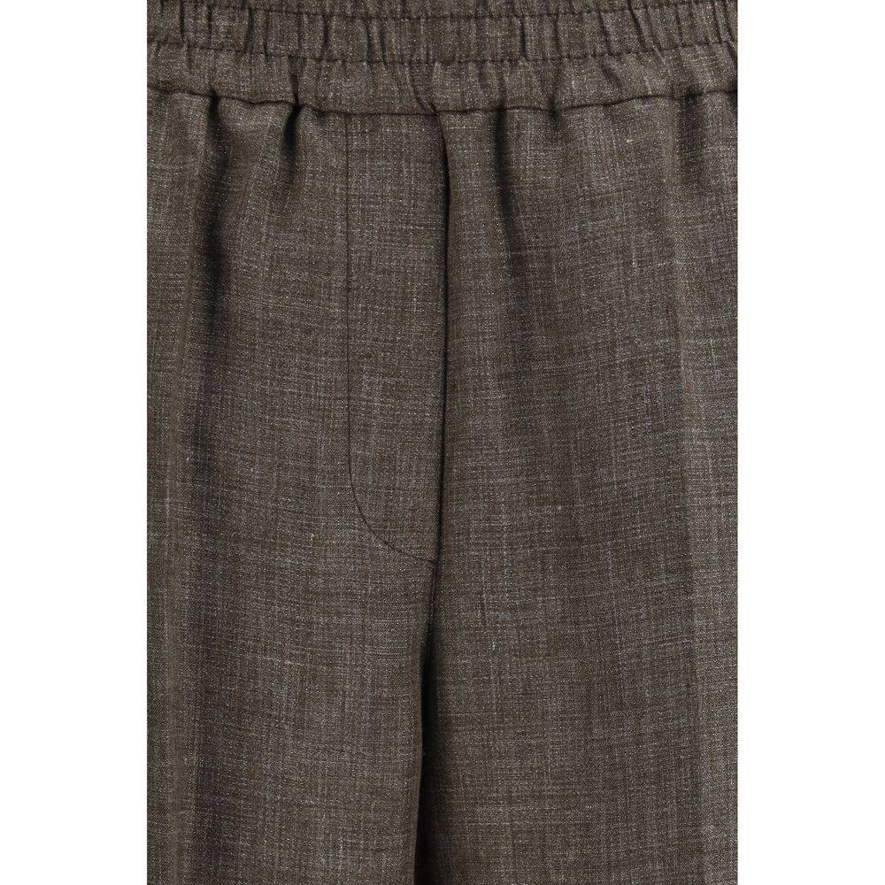 Brunello Cucinelli Brown Linen Casual Pants