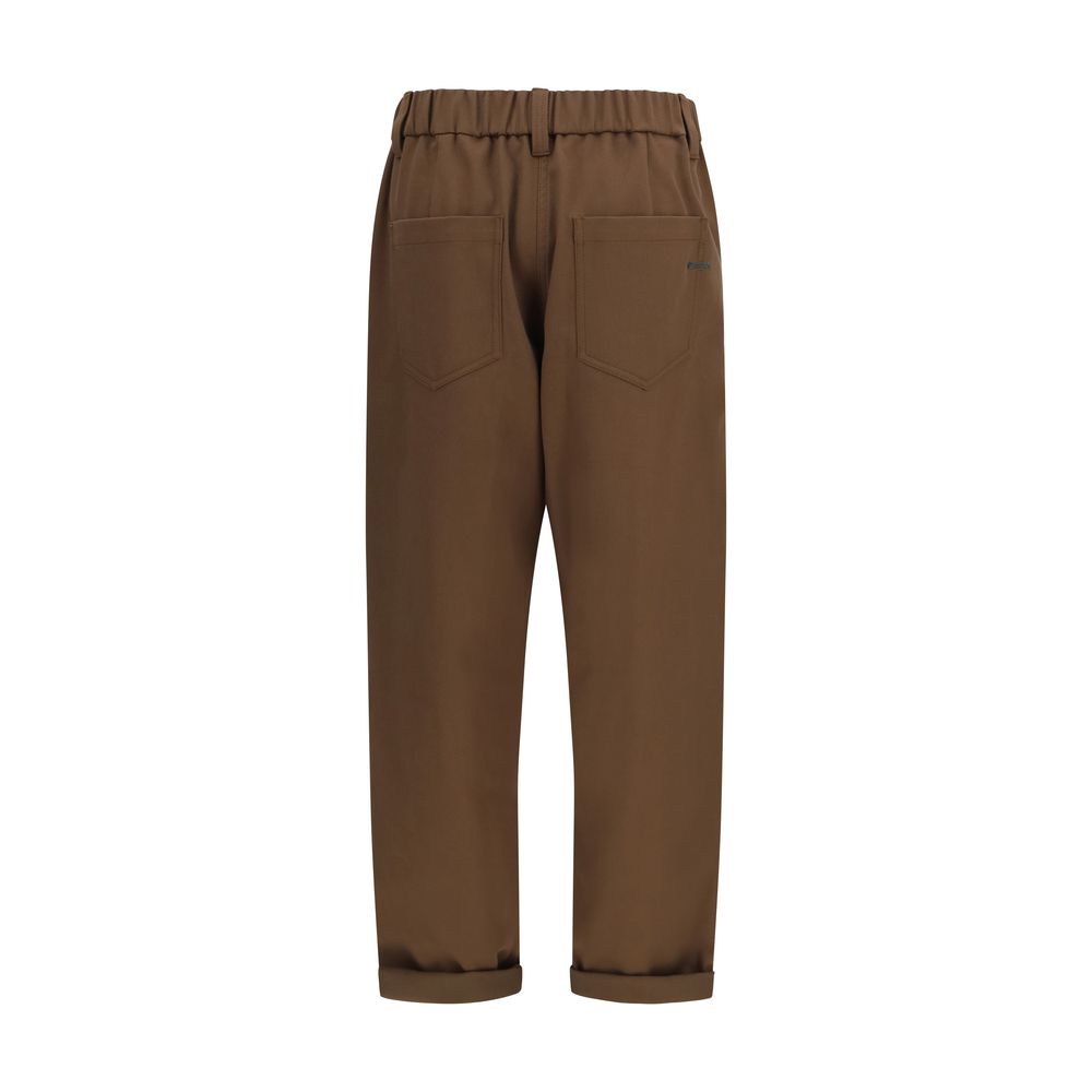Brunello Cucinelli Brown Cotton Casual Pants
